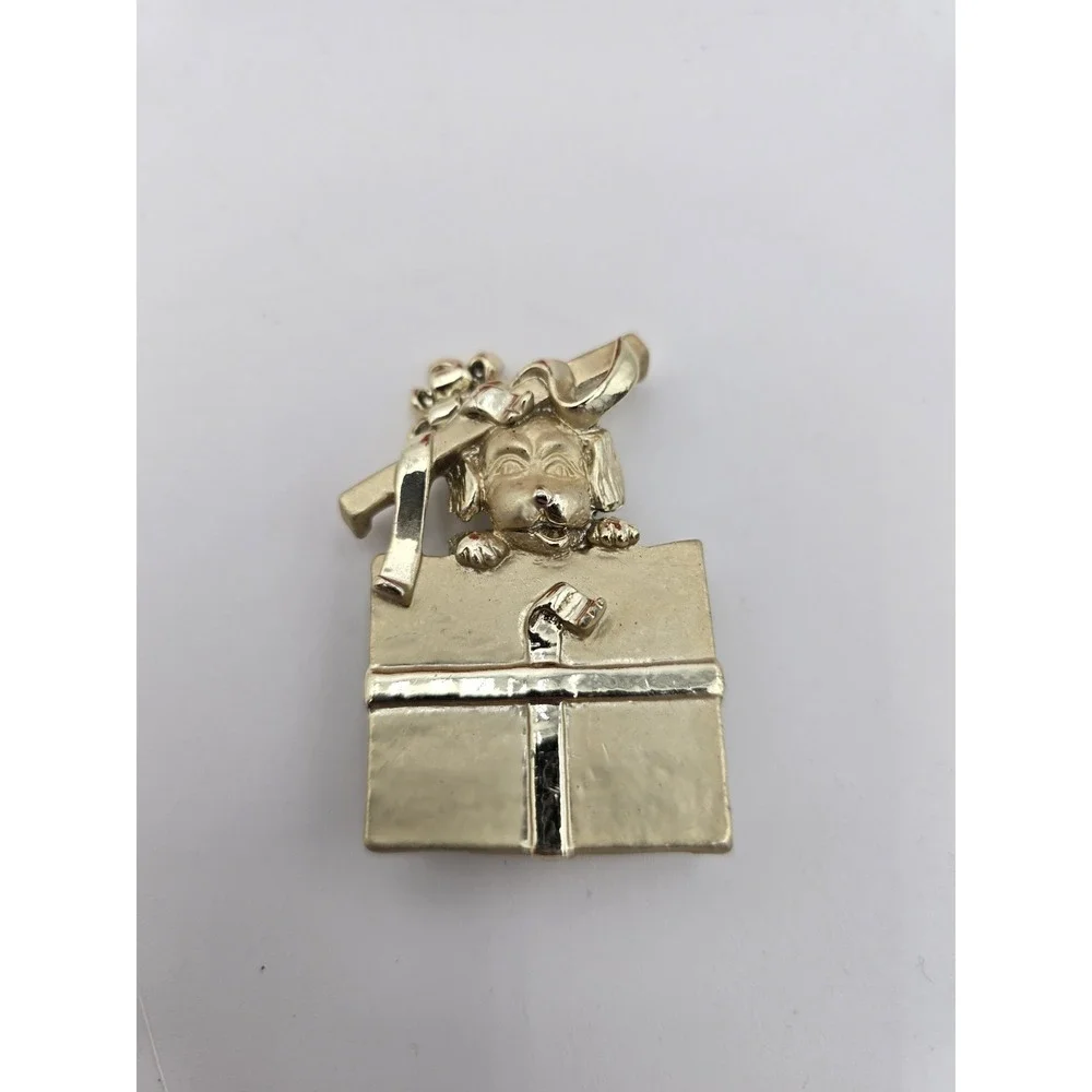 Lot of 4 Christmas Holiday Brooch Pins Snowman Puppy Pointsettia Vtg Bells